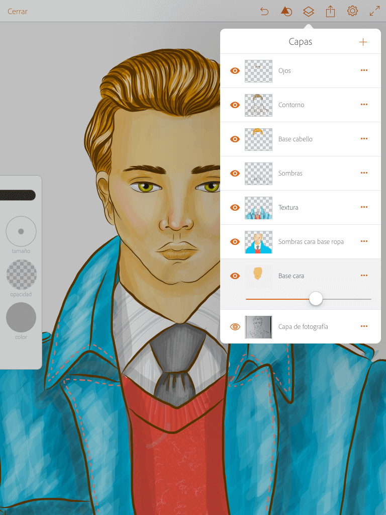 Proceso de dibujo en Adobe Draw-capas
