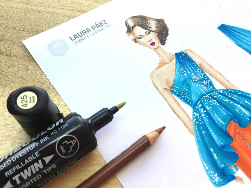 colorear piel de un figurín