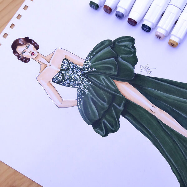 colorear un vestido de gala