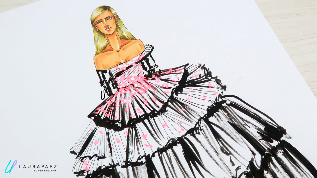 dibujar un figurín con tinta